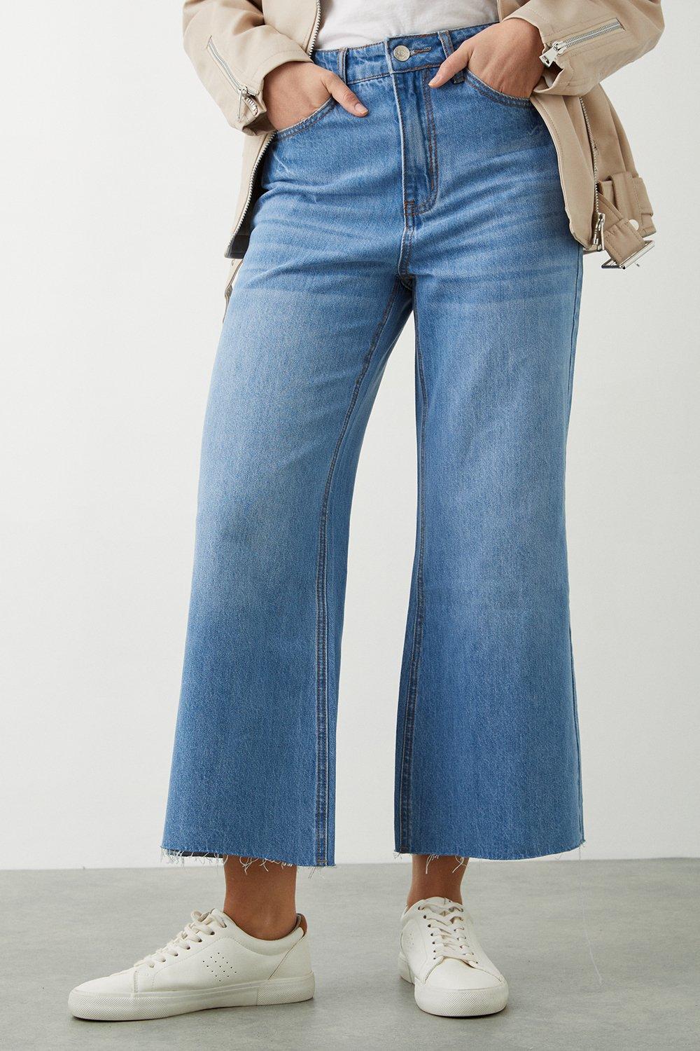 Ladies cropped best sale wide leg jeans